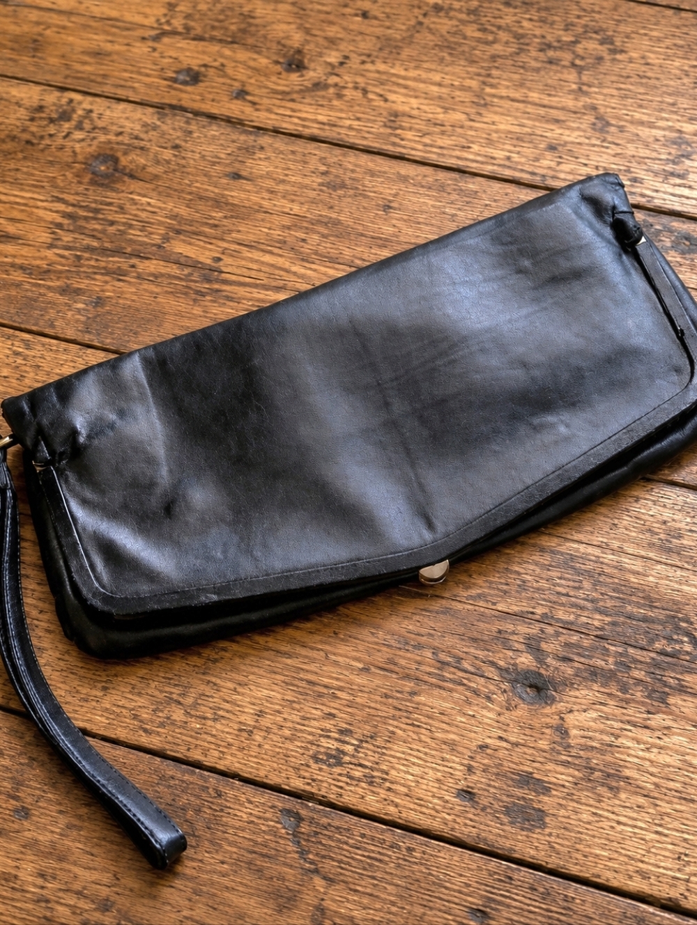Leather HOBO Navy Clutch Architectural Wristlet Large